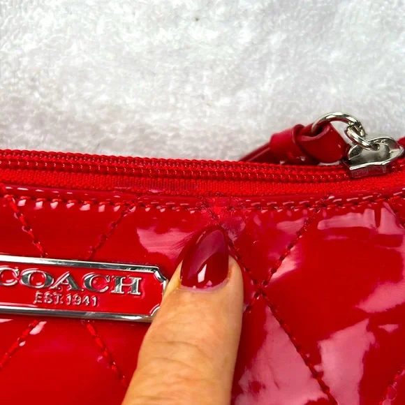 Coach Poppy Willis Red Quilted Patent Leather Crossbody Bag - Picture 10 of 14